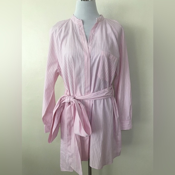 Zara | Dresses | Zara Pink Striped Belted Button Down Shirt Dress | Poshmark